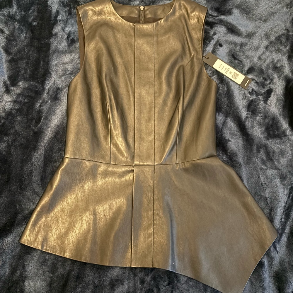 Brand New BCBGMaxAzria Black Faux Leather Top